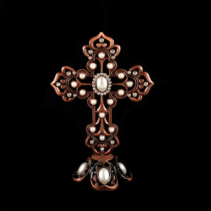 Obiecte bisericesti | Cruce pentru masa din metal argintiu | 5335