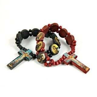 Obiecte bisericesti | Bratara elastica bile de lemn | 1001