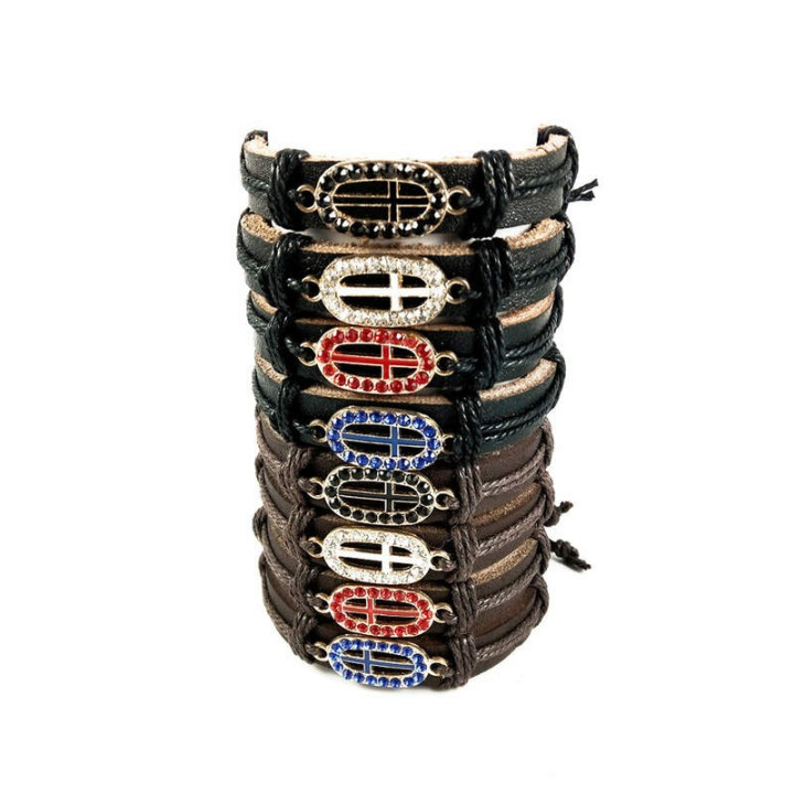 Obiecte bisericesti | Bratara curea si sfoara piele sintetica | 1003