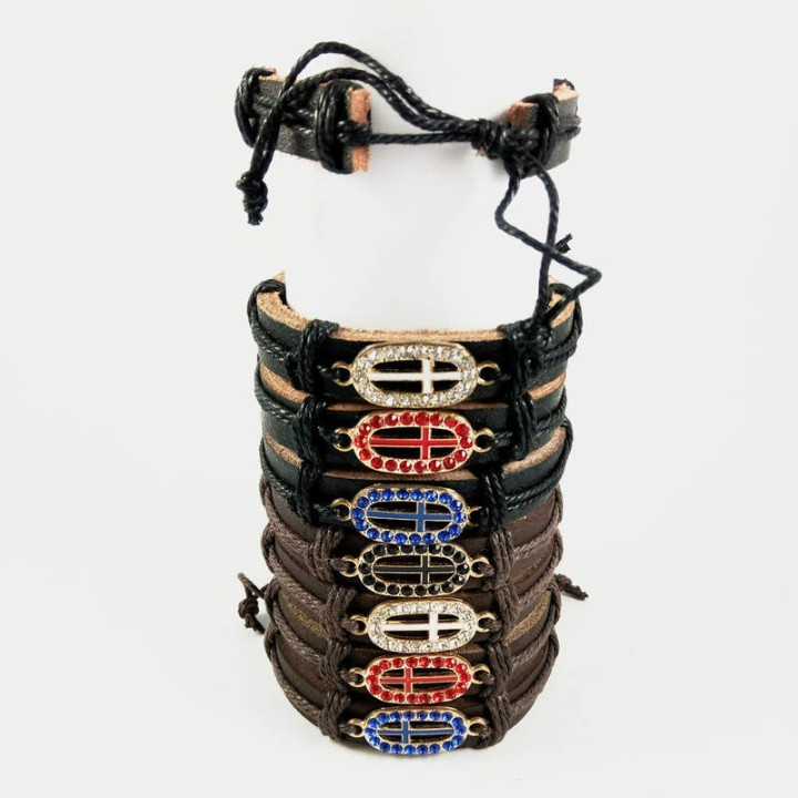 Obiecte bisericesti | Bratara curea si sfoara piele sintetica | 1003