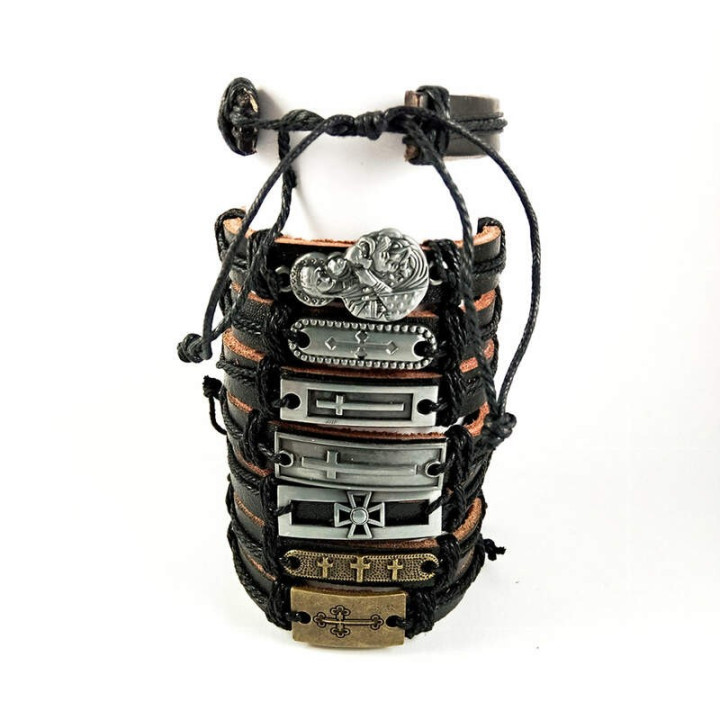 Obiecte bisericesti | Bratara curea si sfoara piele sintetica | 1004