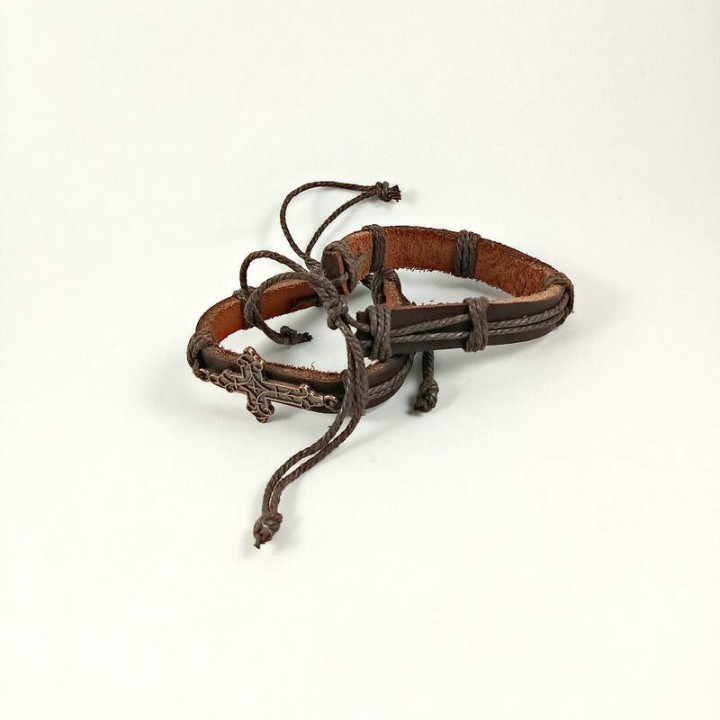 Obiecte bisericesti | Bratara curea si sfoara piele sintetica | 1004