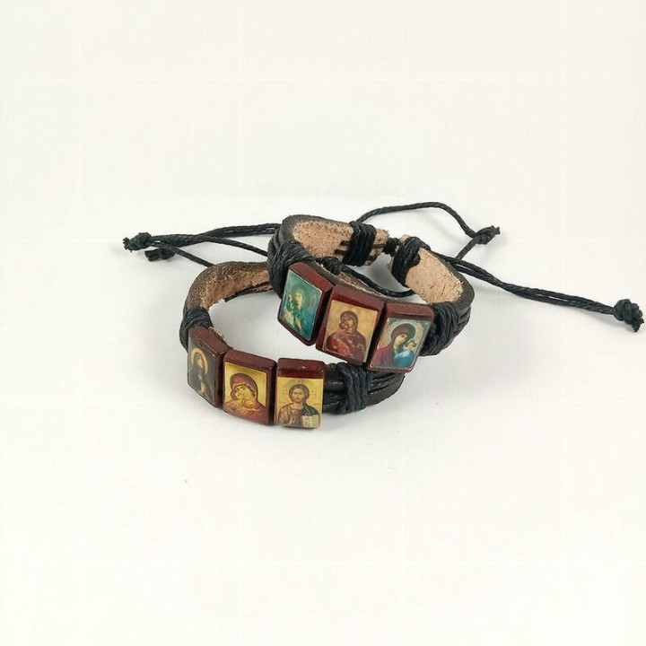 Obiecte bisericesti | Bratara curea si sfoara piele sintetica | 1004