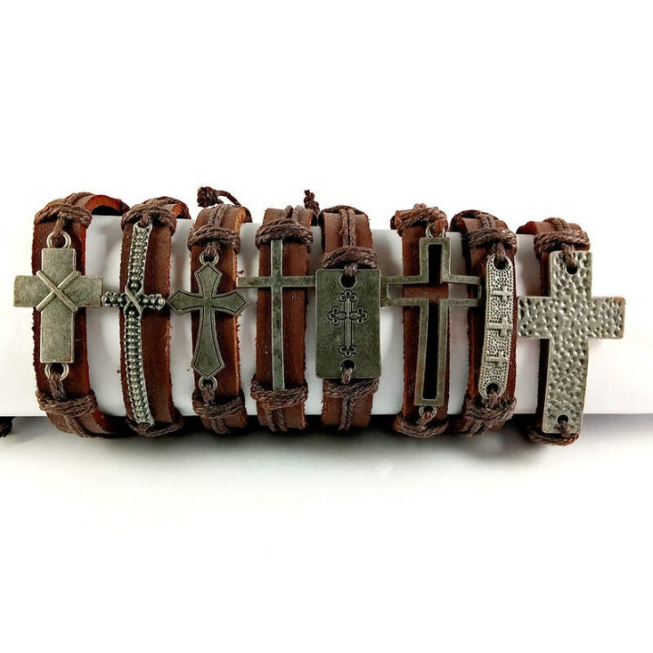 Obiecte bisericesti | Bratara curea si sfoara piele sintetica | 1005