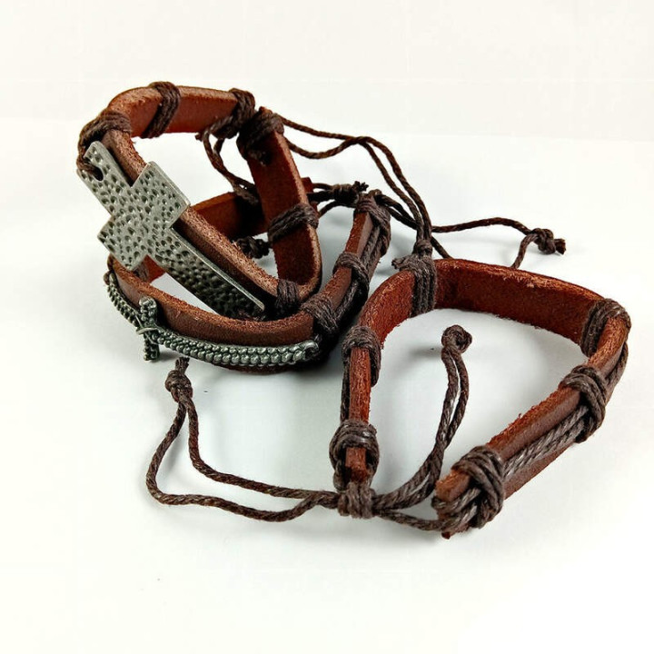 Obiecte bisericesti | Bratara curea si sfoara piele sintetica | 1005