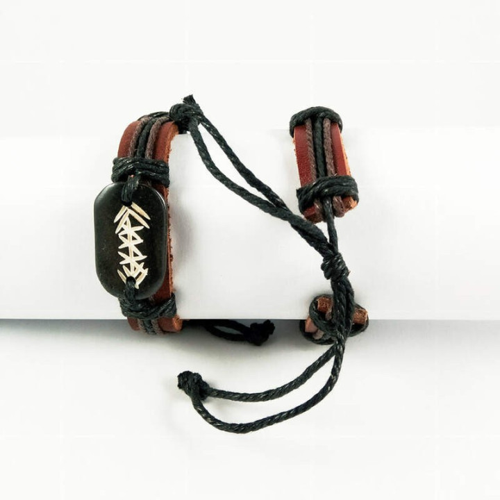 Obiecte bisericesti | Bratara curea si sfoara piele sintetica | 1007