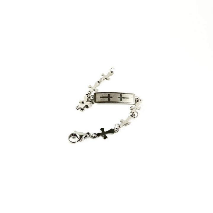 Obiecte bisericesti | Bratara lant metalic cruciulite de inox | 1011