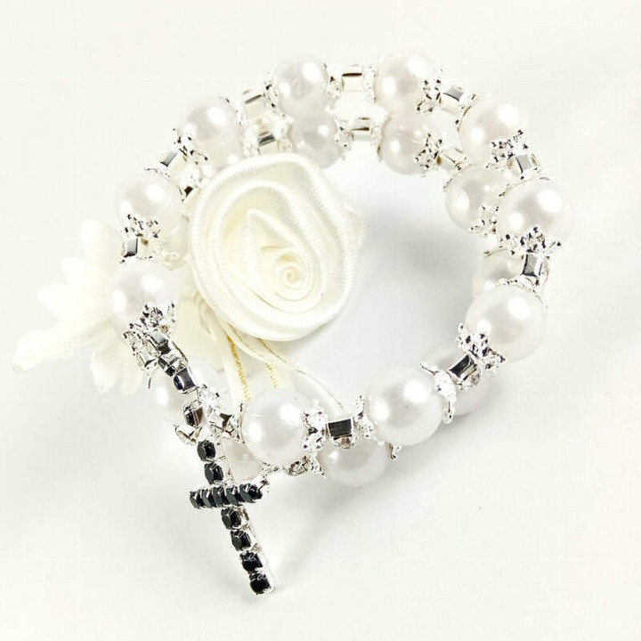 Obiecte bisericesti | Bratara spirala metalica perle de plastic | 1031