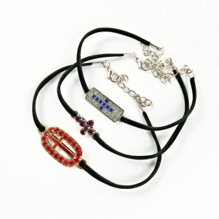 Obiecte bisericesti | Bratara snur catifelat lant metalic | 1045