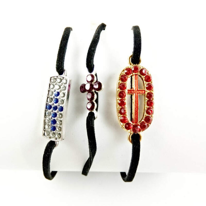 Obiecte bisericesti | Bratara snur catifelat lant metalic | 1045