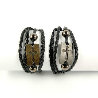 Obiecte bisericesti | Bratara curea impletita piele sintetica si sfoara | 1054