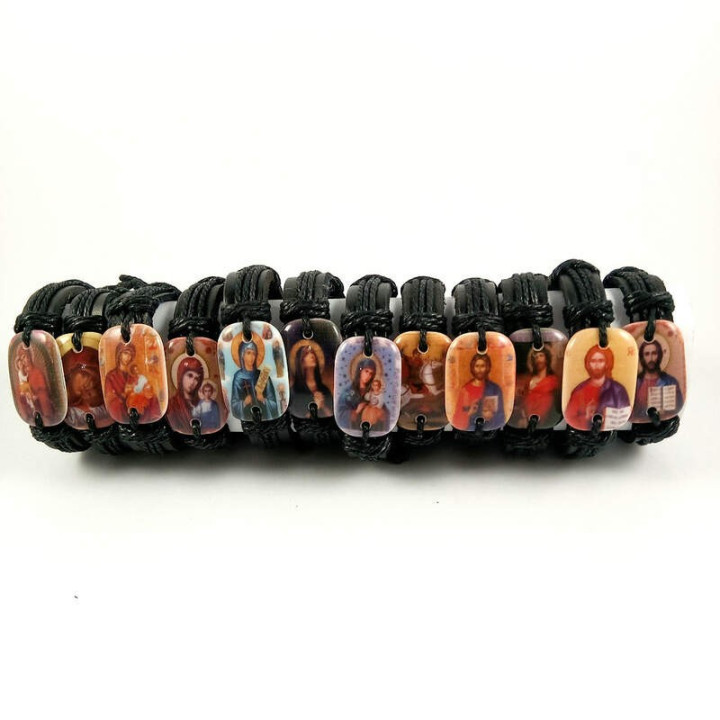 Obiecte bisericesti | Bratara curea si sfoara piele sintetica | 1055