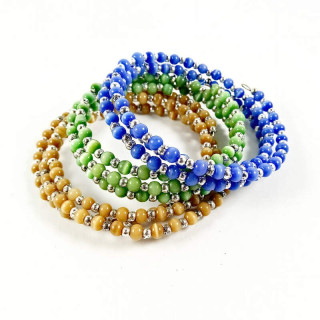 Obiecte bisericesti | Bratara spirala metalica bile de sticla | 1073