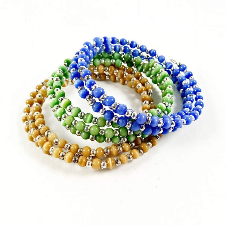 Obiecte bisericesti | Bratara spirala metalica bile de sticla | 1073