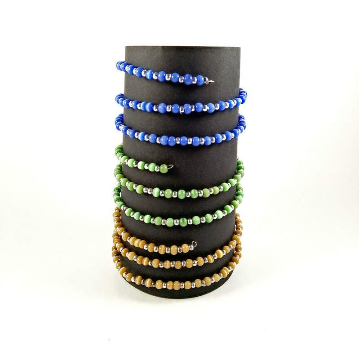 Obiecte bisericesti | Bratara spirala metalica bile de sticla | 1073