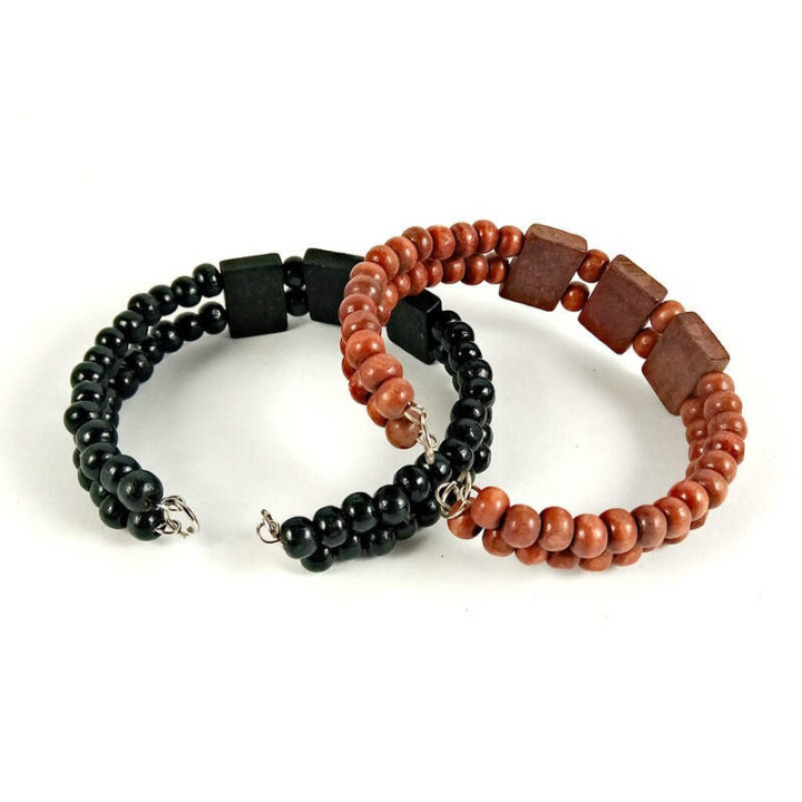 Obiecte bisericesti | Bratara spirala metalica elemente de lemn | 1085