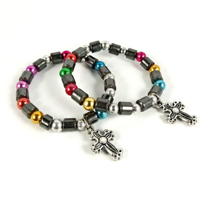 Obiecte bisericesti | Bratara elastica elemente tip hematit | 1092