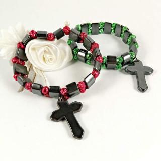 Obiecte bisericesti | Bratara elastica elemente tip hematit | 1094