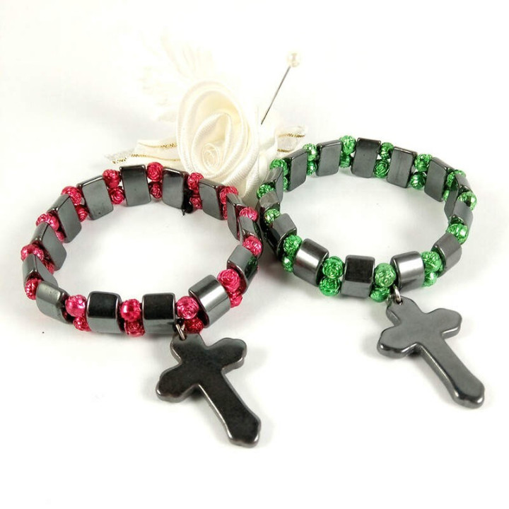 Obiecte bisericesti | Bratara elastica elemente tip hematit | 1094