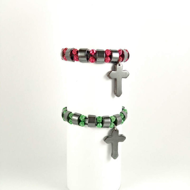 Obiecte bisericesti | Bratara elastica elemente tip hematit | 1094