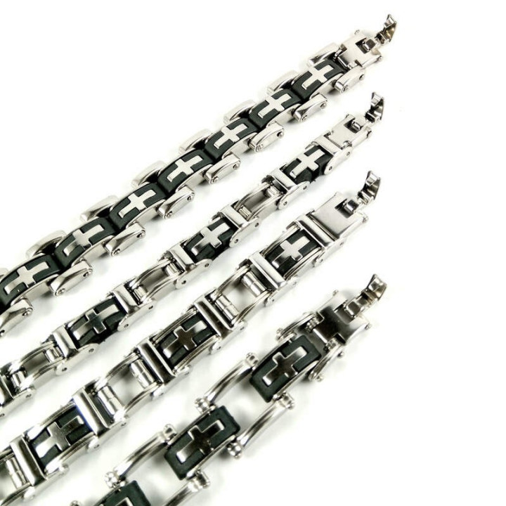 Obiecte bisericesti | Bratara curea cu catarama zale de inox | 1100