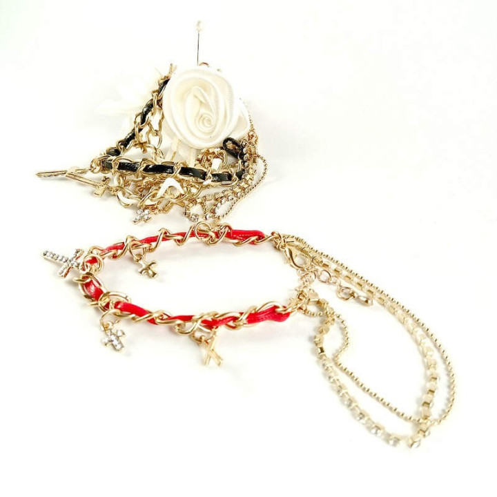 Obiecte bisericesti | Bratara lant metalic  snur piele sintetica | 1137