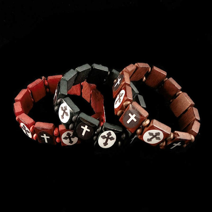 Obiecte bisericesti | Bratara elastica placute de lemn | 1147