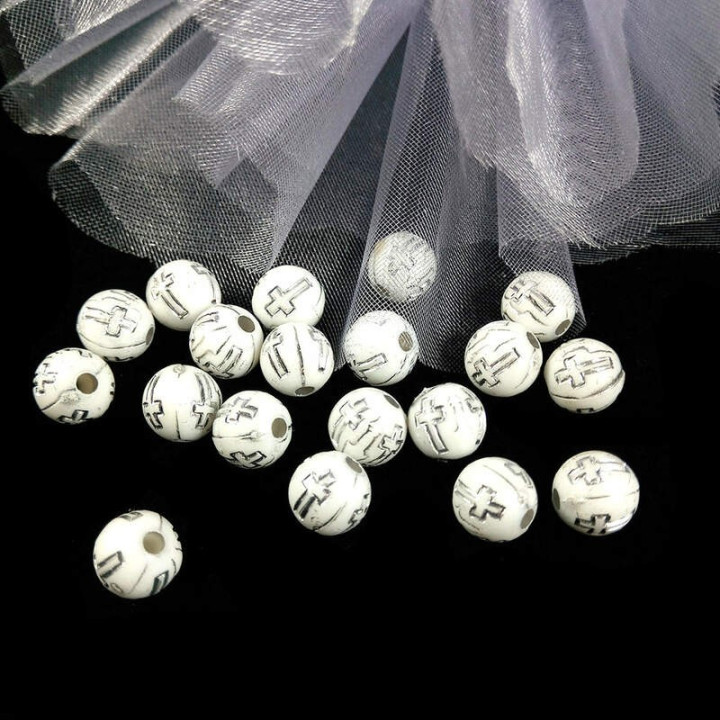 Obiecte bisericesti bile | Margele rotunde de trecere 8mm | 6253