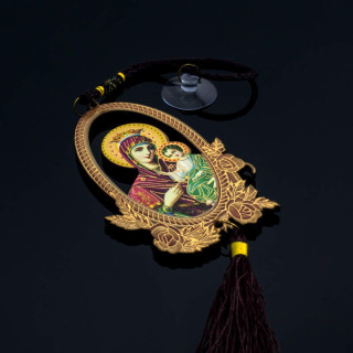 Obiecte bisericesti Medalion auto oval din lemn pirogravat Ventani 2509