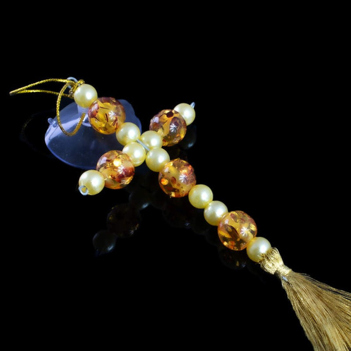 Obiecte bisericesti Medalion auto cruce margele amber Ventani 2540