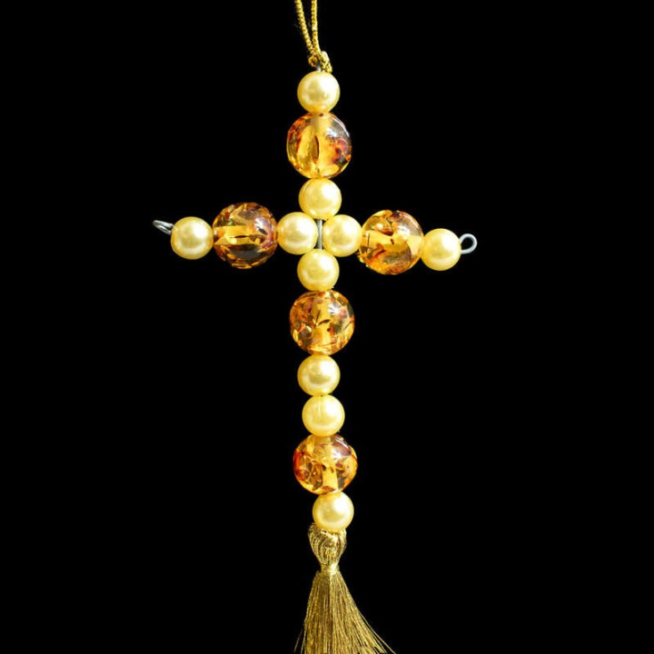 Obiecte bisericesti Medalion auto cruce margele amber Ventani 2540
