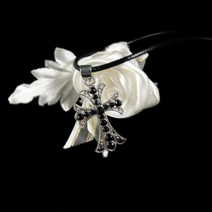 Obiecte bisericesti | Colier cruce metalica filigranata | 1800