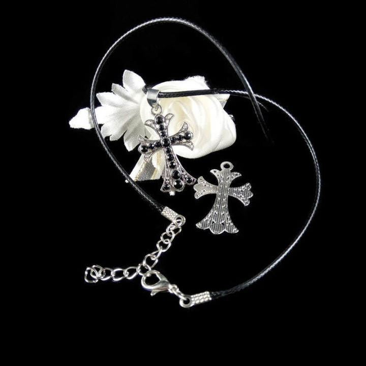 Obiecte bisericesti | Colier cruce metalica filigranata | 1800