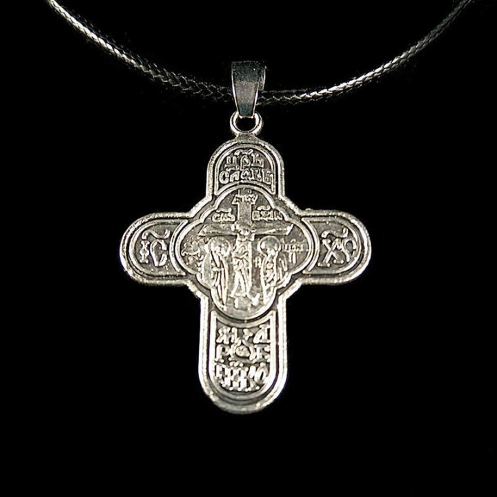Obiecte bisericesti | Colier cruce metalica gravata | 1801