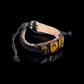 Colportaj Bisericesti.ro | Bratara curea din piele sintetica elemente de lemn | 1186