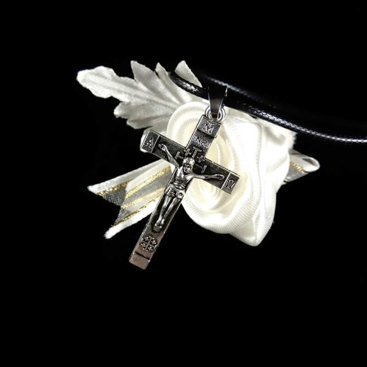 Obiecte bisericesti | Colier cruce metalica sculptata | 1802