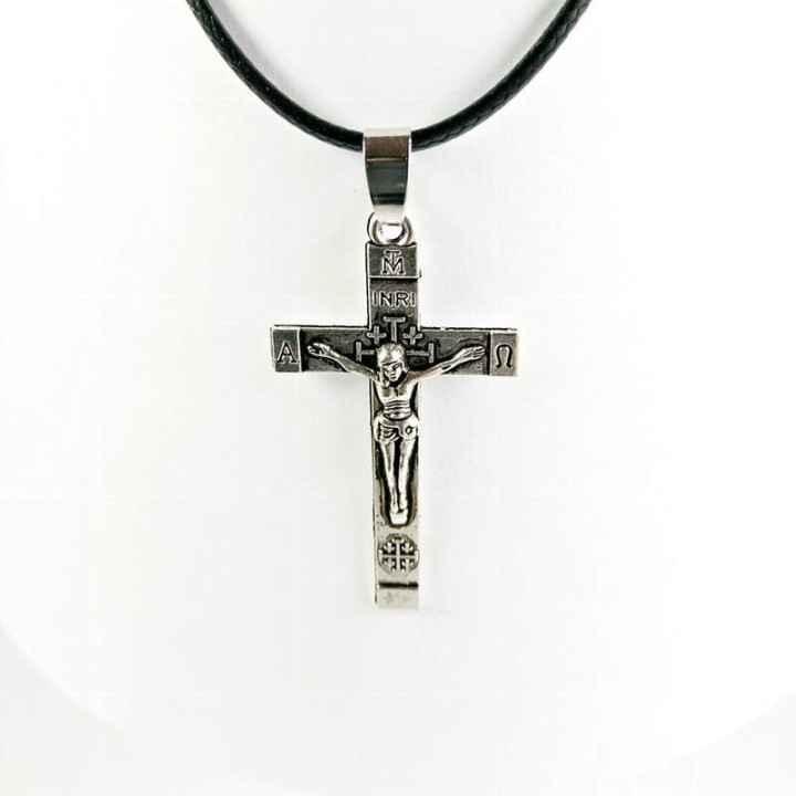 Obiecte bisericesti | Colier cruce metalica sculptata | 1802