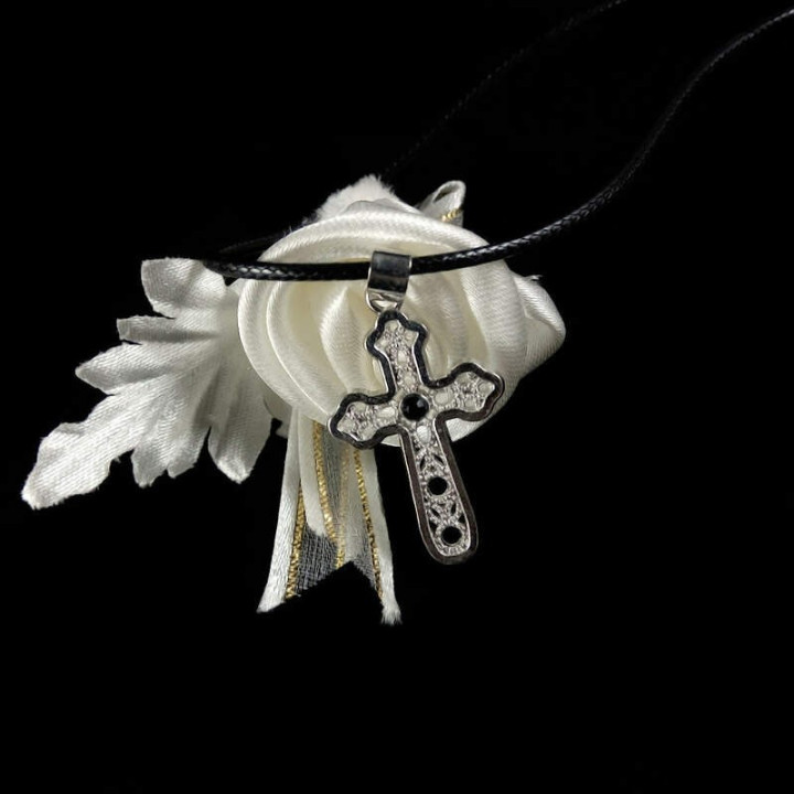 Obiecte bisericesti | Colier cruce metalica filigranata | 1803