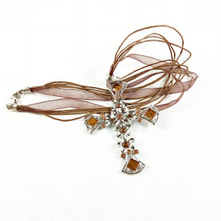 Obiecte bisericesti | Colier cruce metalica filigranata | 1824