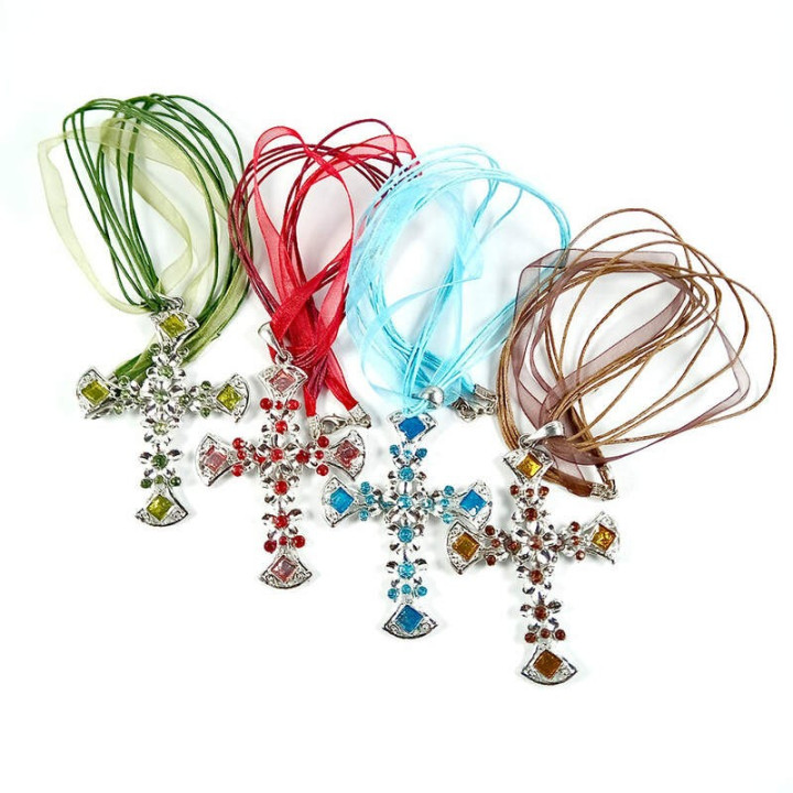 Obiecte bisericesti | Colier cruce metalica filigranata | 1824