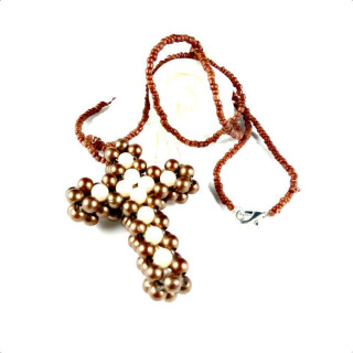 Obiecte bisericesti | Colier cruce din bile de plastic | 1826