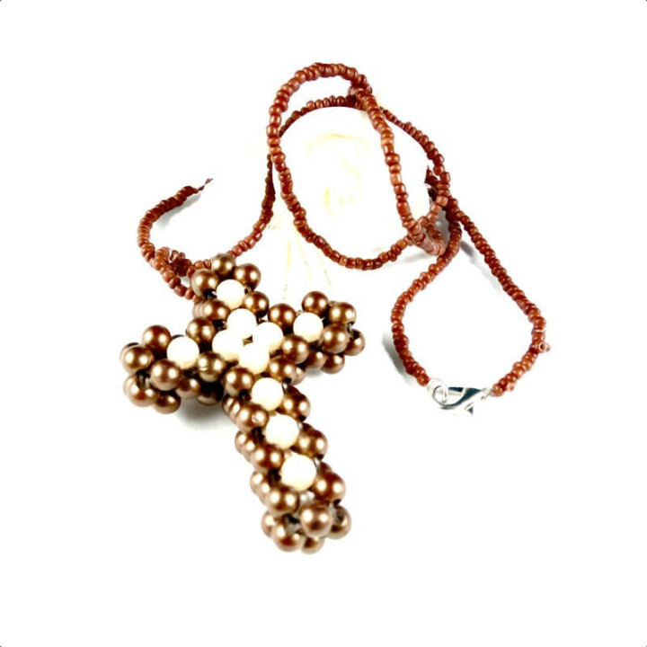 Obiecte bisericesti | Colier cruce din bile de plastic | 1826