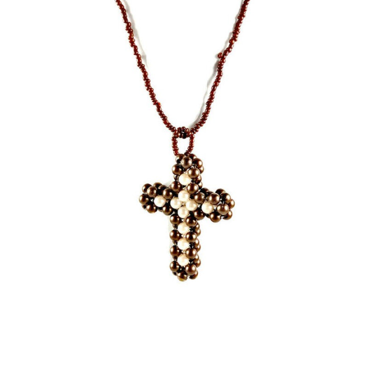 Obiecte bisericesti | Colier cruce din bile de plastic | 1826