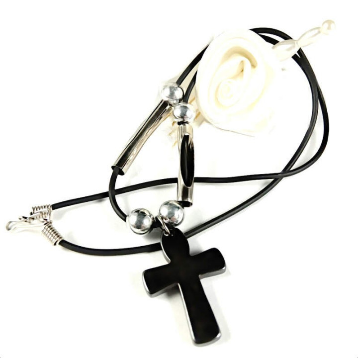 Obiecte bisericesti | Colier cruce din piatra tip hematit | 1828