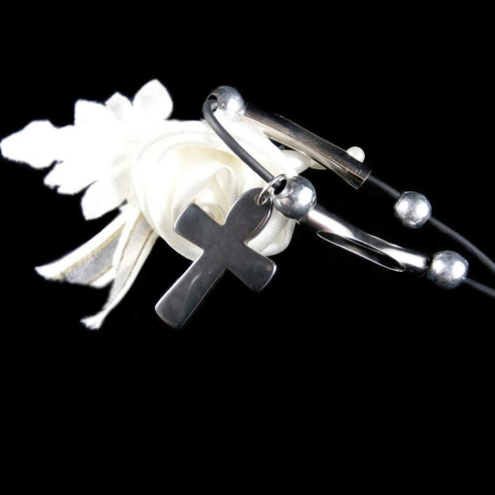 Obiecte bisericesti | Colier cruce din piatra tip hematit | 1828