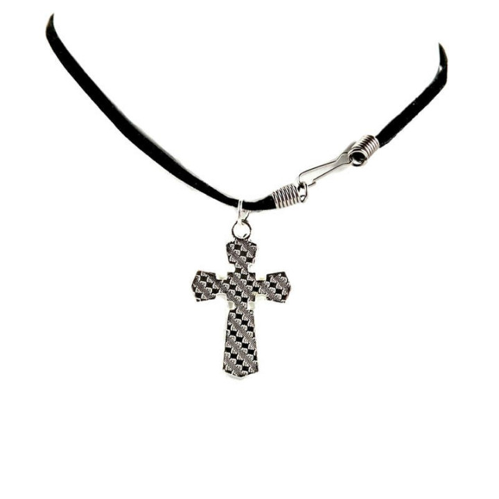 Obiecte bisericesti | Colier cruce metalica lacuita partial | 1831