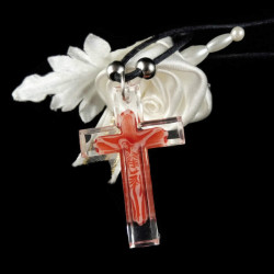 Obiecte bisericesti | Colier cruce din plastic transparent | 1832