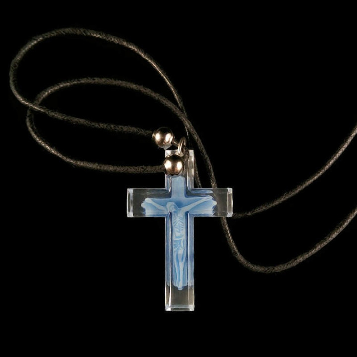 Obiecte bisericesti | Colier cruce din plastic transparent | 1832