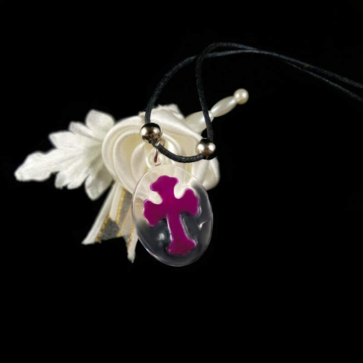 Obiecte bisericesti | Colier medalion oval din plastic transparent  | 1833