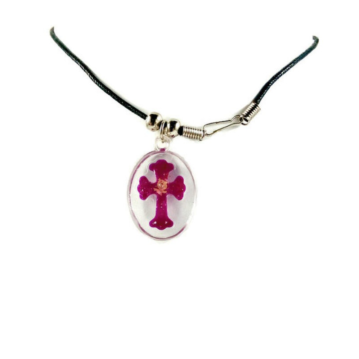 Obiecte bisericesti | Colier medalion oval din plastic transparent  | 1833